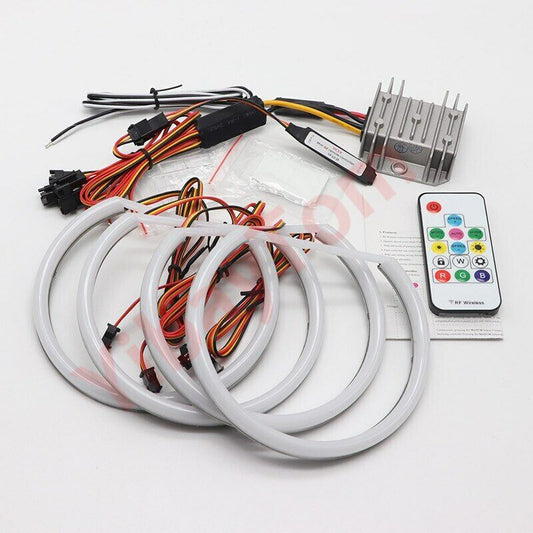 Halogen 4 Door Remote RGBW Cotton LED Angel Eye Ring For BMW 3 series E46 sedan 2001-05